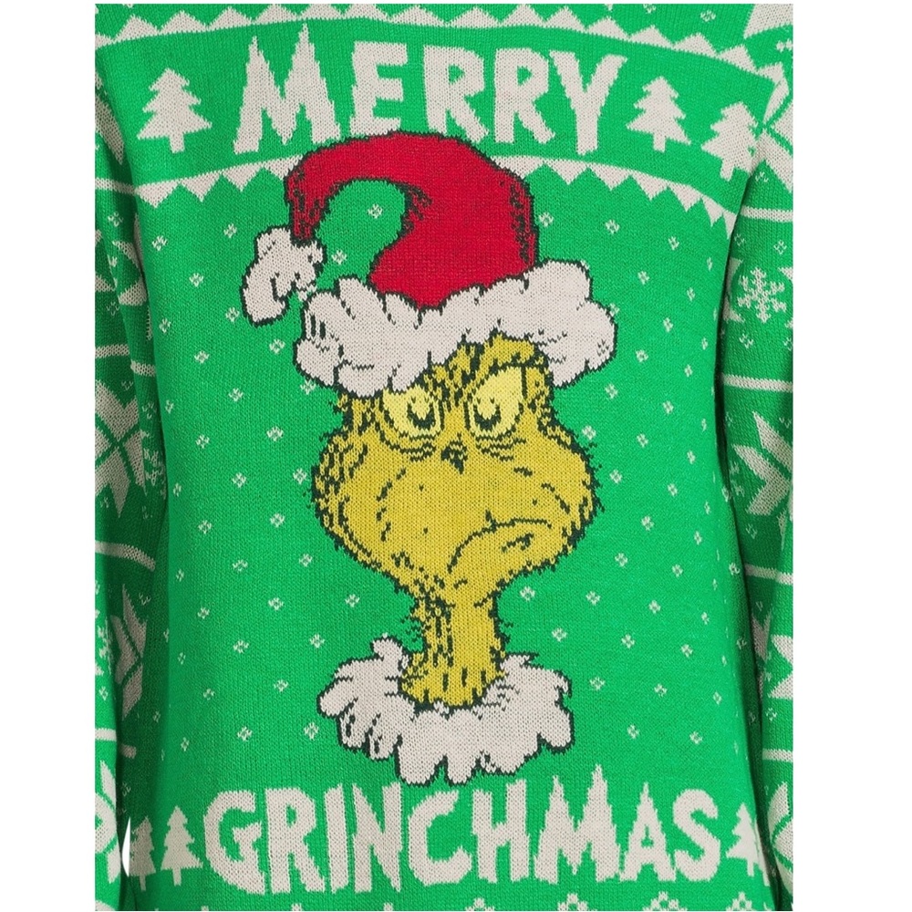 Dr. Seuss The Grinch Men's Merry Grinchmas Ugly Christmas Sweater NWT - Picture 4 of 4
